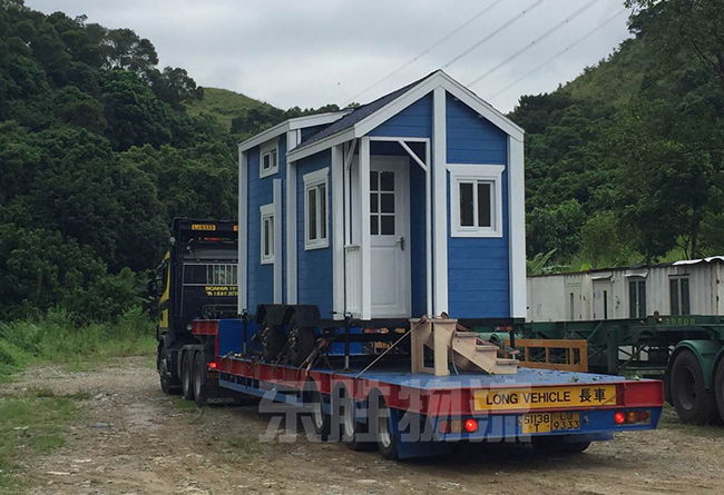 超長、超寬、超高貨物運輸?shù)桨拈T，澳門矮排車運輸案例圖